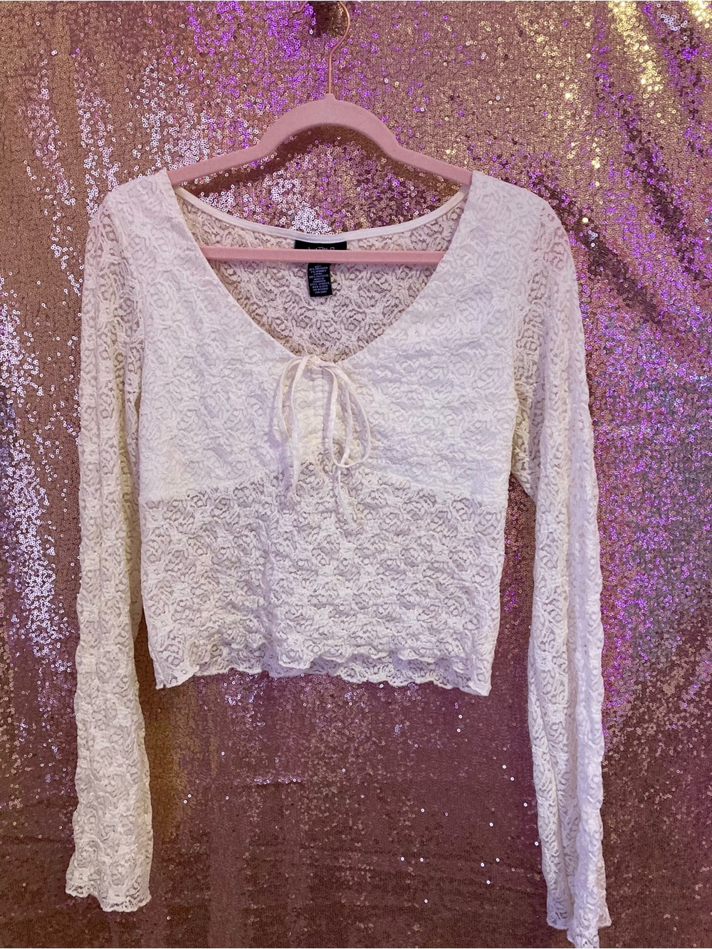 Women's Cream Lace Crop Top